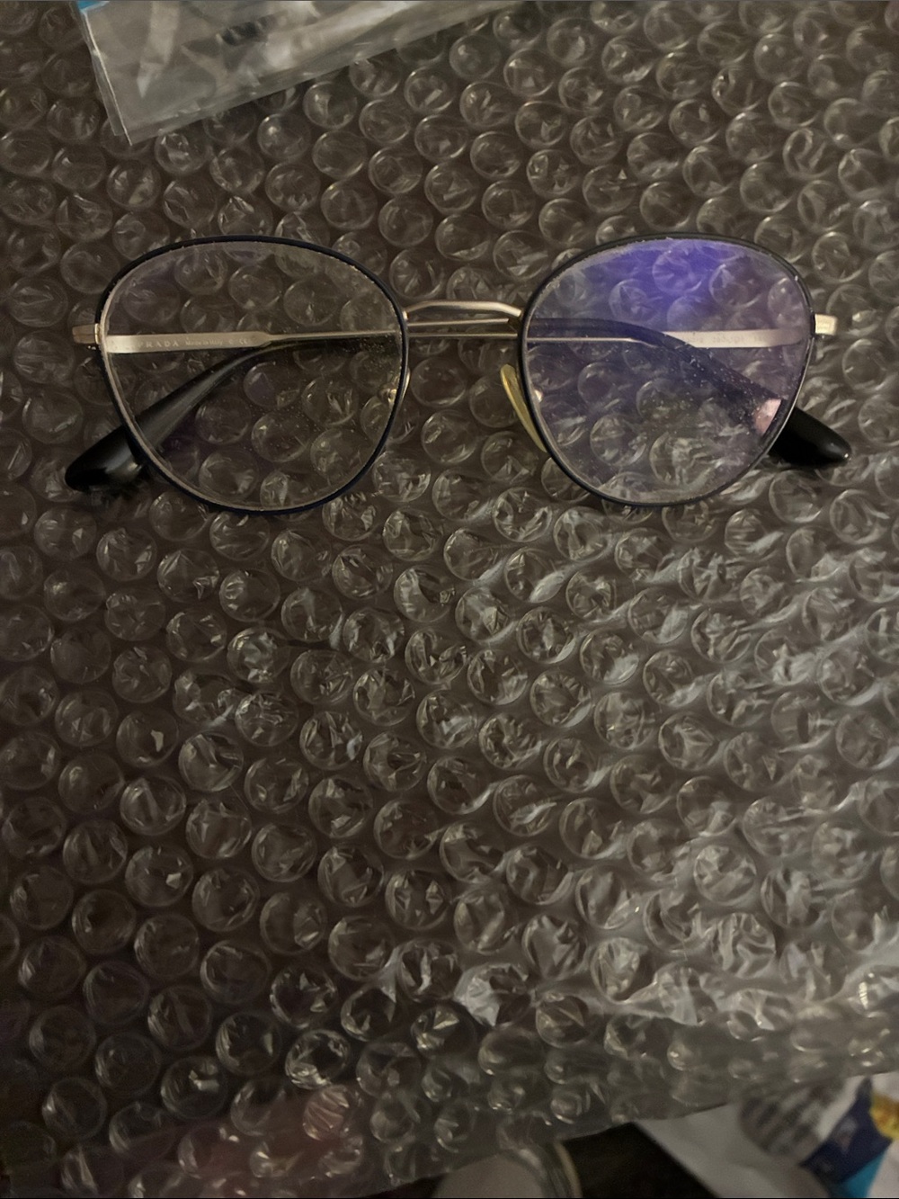 Prada Black and Gold Round Men's Glasses
